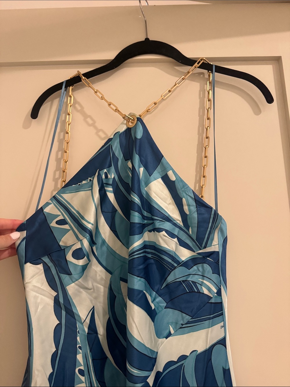 cult gaia Blue & Teal Abstract Print Silk Dress - Picture 2 of 4